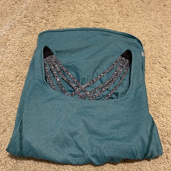 Lululemon wild tank heather forage teal dramatic static white black Sz 6 - Picture 6 of 6